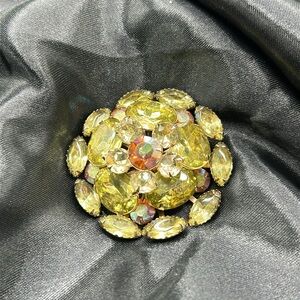 Vintage Four Tiered Golden Rhinestone Brooch